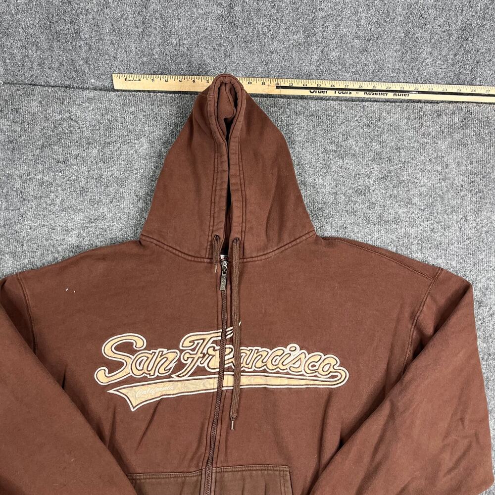 Gogo Sports Hoodie Mens Size XXXL Brown San Francisco Graphic Full Zip Pocket